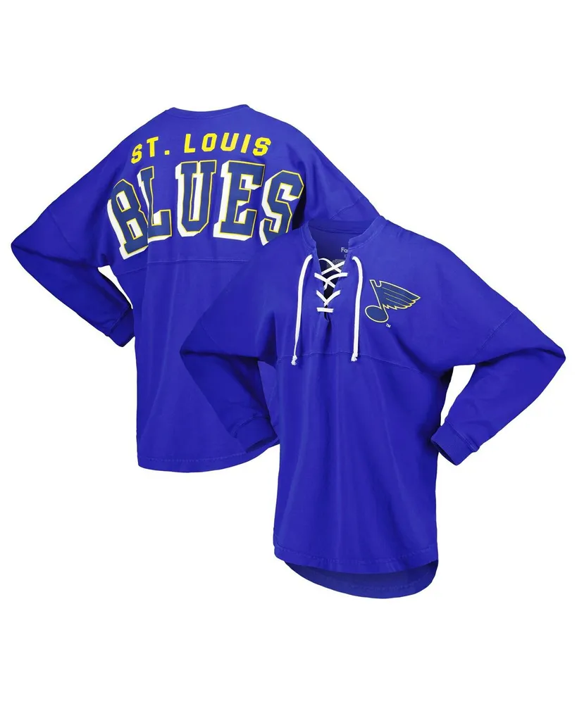 Women's Fanatics Blue St. Louis Blues Spirit Lace-Up V-Neck Long Sleeve Jersey T-shirt