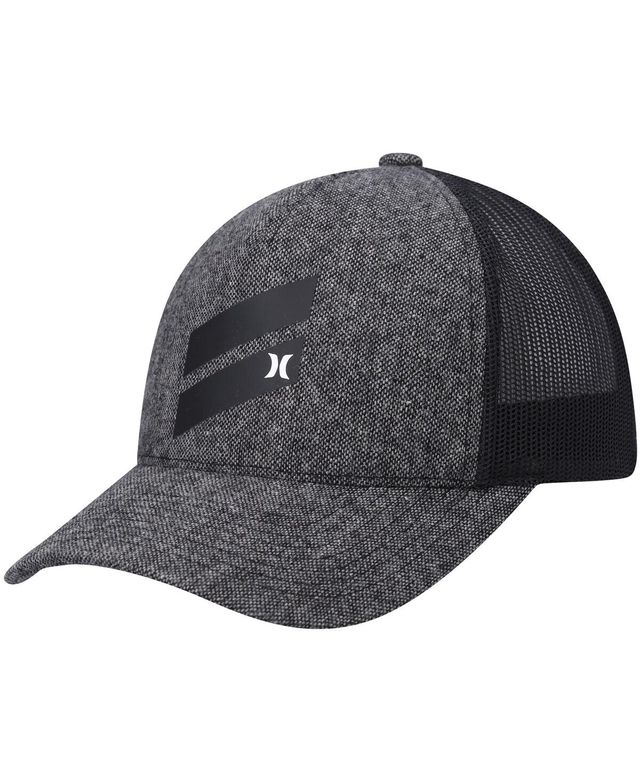Men's Hurley Heathered Black Icon Slash Trucker Snapback Hat