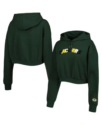 Women's The Wild Collective Green Bay Packers Cropped Pullover Hoodie