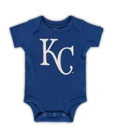 Infant Boys and Girls Royal, Light Blue, Heathered Gray Kansas City Royals 3-Pack Change Up Bodysuit Set