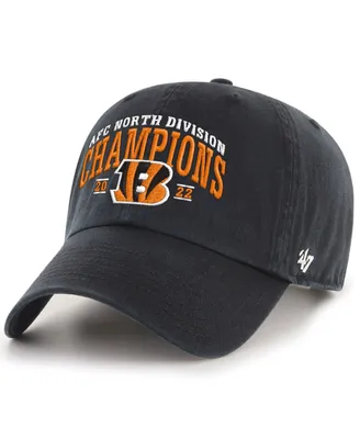 Men's '47 Brand Black Cincinnati Bengals 2022 Afc North Division Champions Clean Up Adjustable Hat