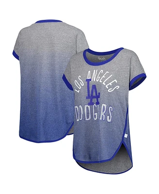 Women's Touch Gray, Royal Los Angeles Dodgers Home Run Tri-Blend Sleeveless T-shirt