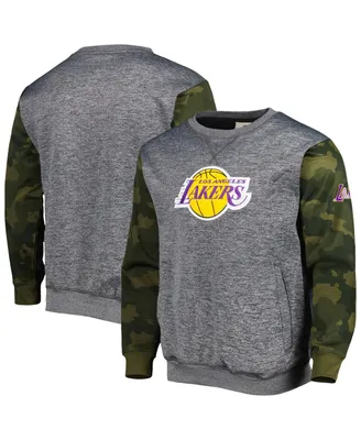 Men's Fanatics Heather Charcoal Los Angeles Lakers Camo Stitched Sweatshirt