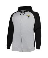 Men's Heather Gray Jacksonville Jaguars Big and Tall Fleece Raglan Full-Zip Hoodie Jacket