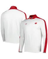 Men's Under Armour White Wisconsin Badgers Lightweight Mock Neck Performance Quarter-Zip Jacket