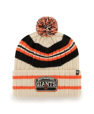 Men's '47 Brand Natural San Francisco Giants Home Patch Cuffed Knit Hat with Pom