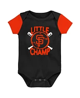 Newborn and Infant Boys Girls Black, Orange San Francisco Giants Little Champ Three-Pack Bodysuit Bib Booties Set