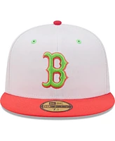 Men's New Era White, Coral Boston Red Sox 2004 World Series Strawberry Lolli 59Fifty Fitted Hat
