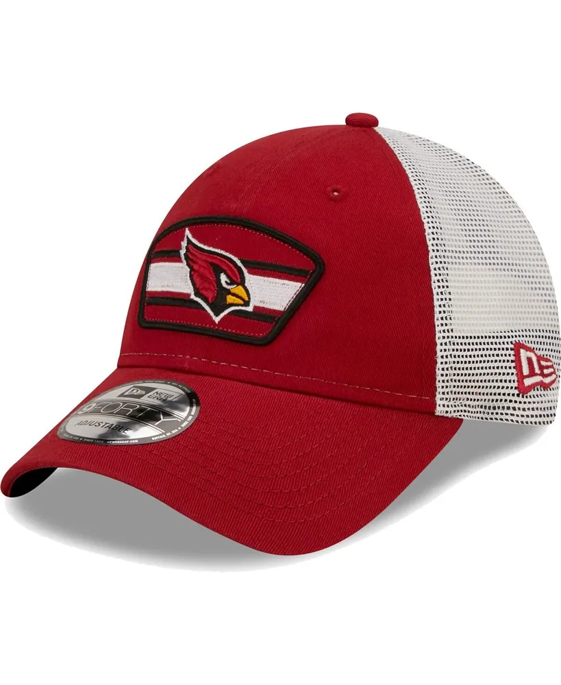 Men's New Era Cardinal, White Arizona Cardinals Logo Patch Trucker 9FORTY Snapback Hat