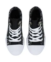 Youth Boys and Girls Foco Black New Orleans Saints Repeat Wordmark High Top Canvas Allover Sneakers