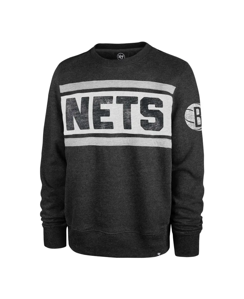Men's '47 Brand Heather Black Brooklyn Nets Tribeca Emerson Pullover Sweatshirt
