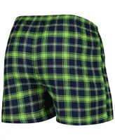 Men's Concepts Sport College Navy and Neon Green Seattle Seahawks Ledger Flannel Boxers