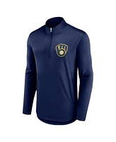 Men's Fanatics Navy Milwaukee Brewers Tough Minded Quarter-Zip Jacket