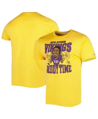 Men's Homage Justin Jefferson Gold Minnesota Vikings Caricature Player Tri-Blend T-shirt