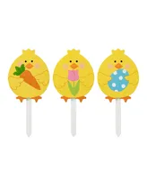 Glitzhome 15" H Easter Wooden Chick Pick, Yard Stake, Set of 3