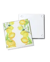 American Atelier 4 X 4" Lemon Branches Glass Coasters Set, 4 Piece