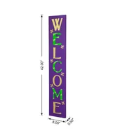 Glitzhome 42" H Mardi Gras Welcome Wooden Porch Sign