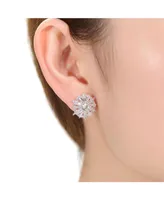 Genevive Sterling Silver Cubic Zirconia Star Shine Like Stud Earring