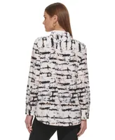 Dkny Women's Printed Collared Button-Down Shirt