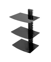 MegaMounts 3 Shelf Tempered Glass Multimedia Mounting Unit