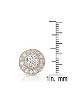 Genevive Sterling Silver Cubic Zirconia Halo Stud Earrings