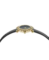 Versace Women's Swiss Greca Twist Black Leather Strap Watch 35mm