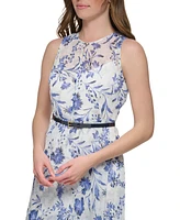 Tommy Hilfiger Women's Floral-Print Belted Midi Dress