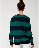 Rebody Active Women's Embroidered Rebody Rugby Striped Sweatshirt Sustainable