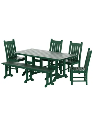 6 Piece Outdoor Patio Dining Set Table and Bench Chair
