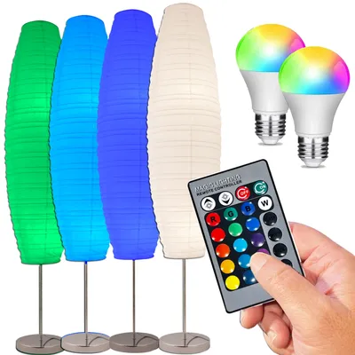 Diploma Color Changing Rgb Chrome Floor Lamp With Paper Shade And Remote
