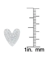 Macy's Silver Plated Brass Cubic Zirconia Heart Stud Earrings