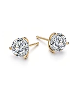 Genevive Sterling Silver Cubic Zirconia Solitaire Stud Earrings