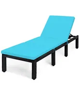 Costway Patio Rattan Lounge Chair Height Adjustable