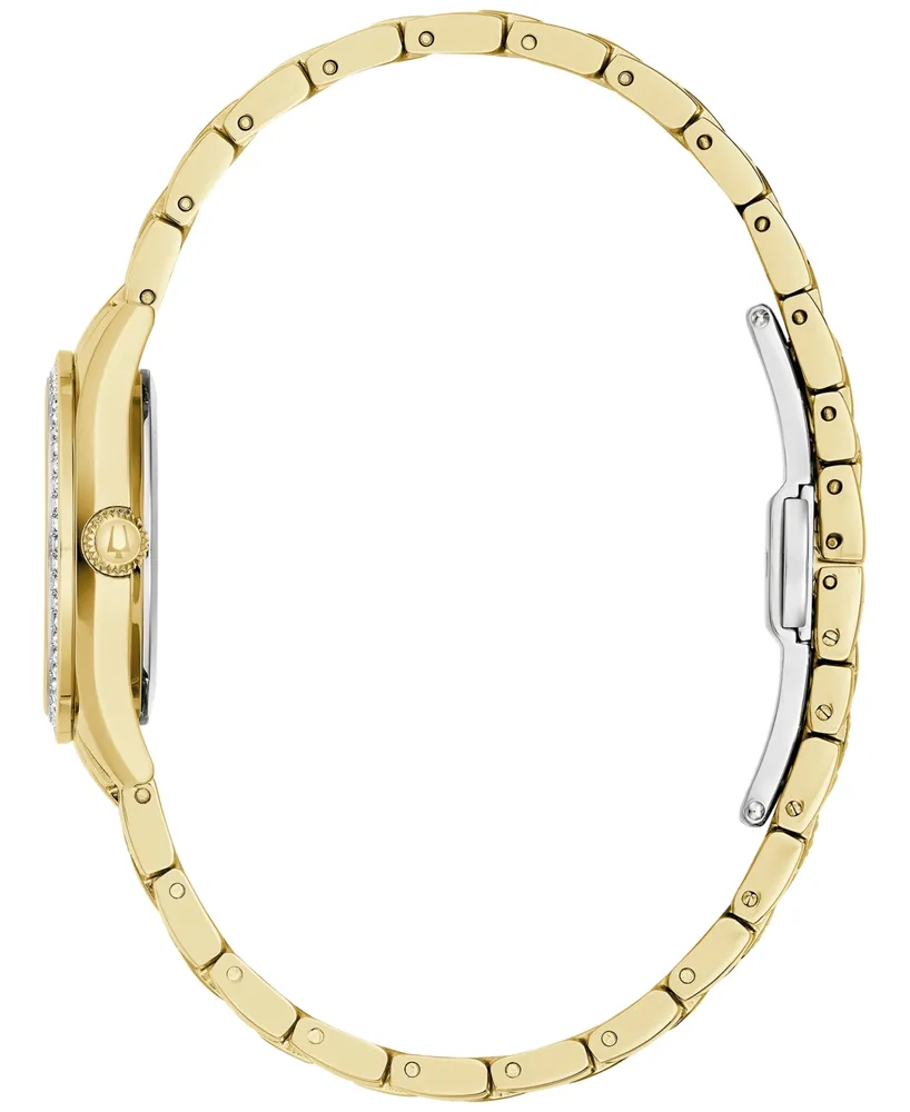 Bulova Women's Crystal Gold-Tone Stainless Steel Bracelet Watch 29mm - Gold