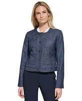 Tommy Hilfiger Women's Crewneck Button-Front Jacket