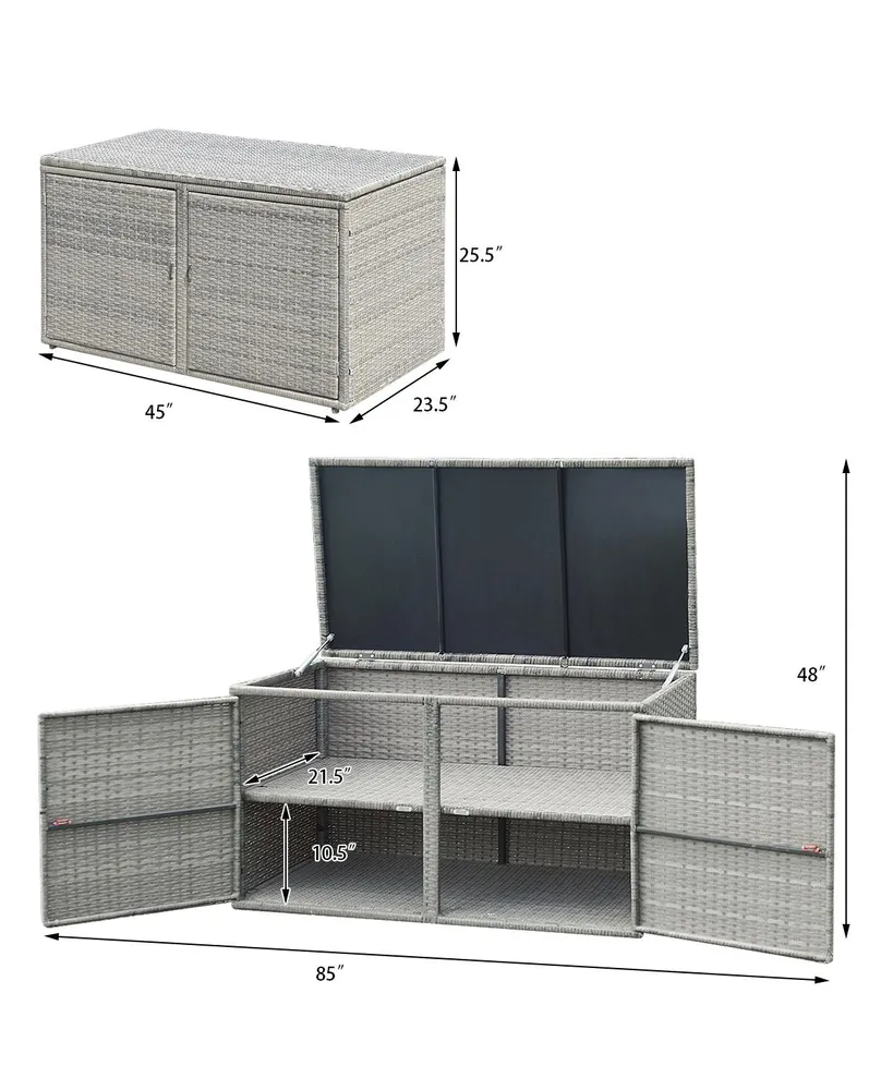 Costway 88 Gallon Garden Patio Rattan Storage Container Box Bin Shelf