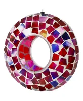 Sunnydaze Decor Glass Crimson Mosaic Fly-Through Hanging Bird Feeder - 6 in