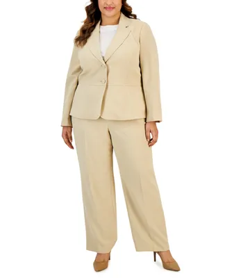 Le Suit Plus Crepe Two-Button Blazer Pantsuit