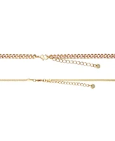 Unwritten 14K Gold Flash-Plated Light Enamel Curb Chain and Herringbone Chain Necklace Set