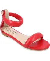 Journee Collection Women's Peytonn Two Piece Puff Strap Flat Sandals