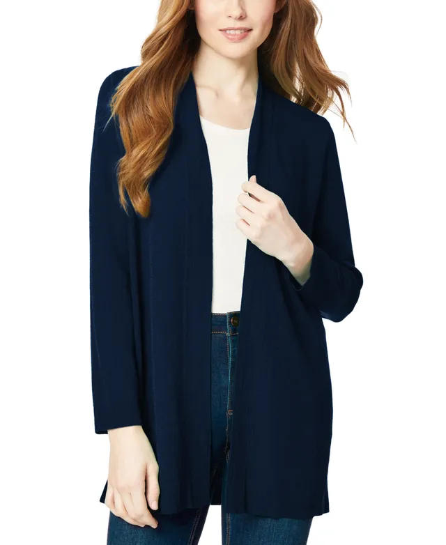 Women's Open Front Cardigan with Ribbed Placket