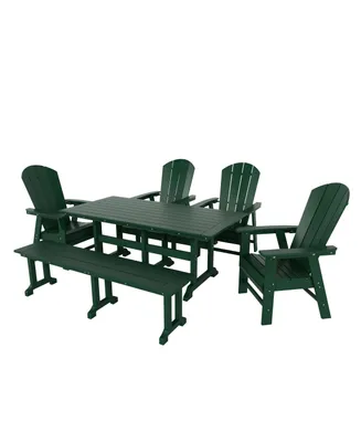 6 Piece Outdoor Patio Dining Table and Armchair Dining Bench Set