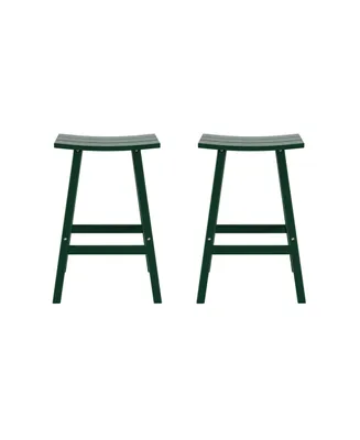 WestinTrends Outdoor Patio Adirondack Bar Height Stool Saddle Seat Chair Set of 2