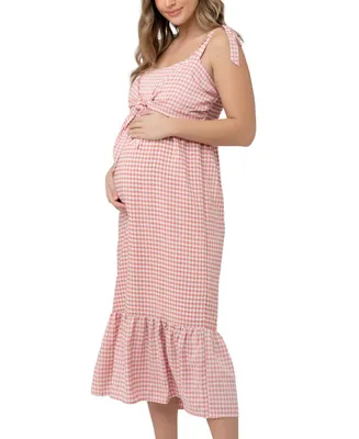 Ripe Maternity Maternity Gingham Nursing Maxi Dress