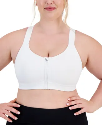 Id Ideology Plus High-Impact Zip-Front Sports Bra, Created for Macy's