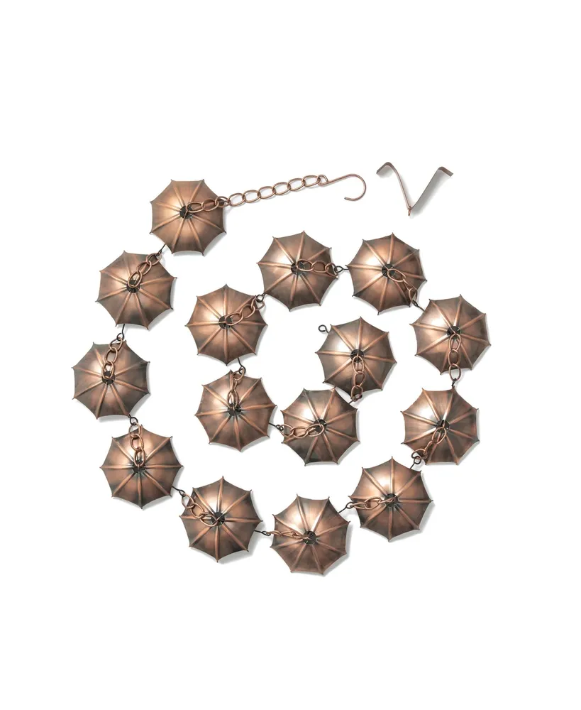 Glitzhome 8.5' Faux Copper Umbrella Shaped Rain Chain with V-Shaped Gutter Clip