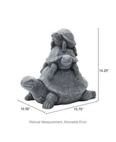 Glitzhome 15.75" L Magnesium Oxide Stacked Turtle Garden Statue