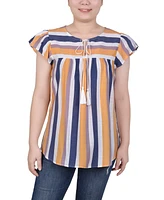 Petite Drawstring Neck Top