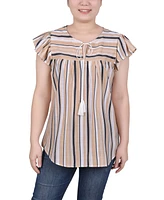 Petite Size Drawstring Neck Top