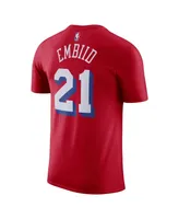 Men's Jordan Joel Embiid Red Philadelphia 76ers 2022/23 Statement Edition Name and Number T-shirt